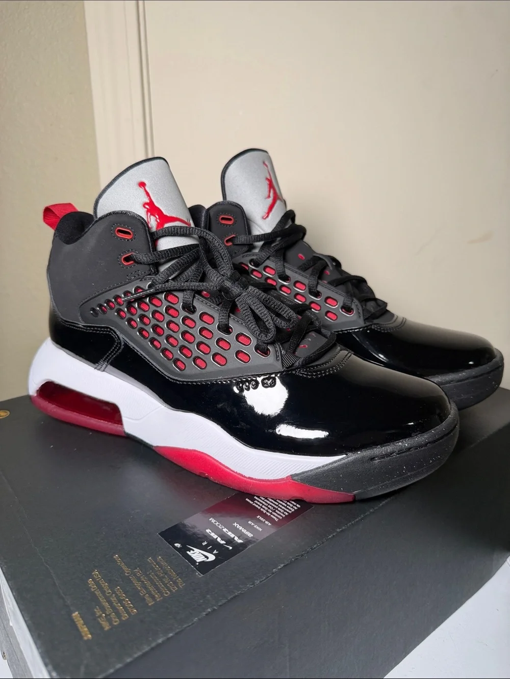 Jordan Kids Black, Red and White High-Top Sneakers
